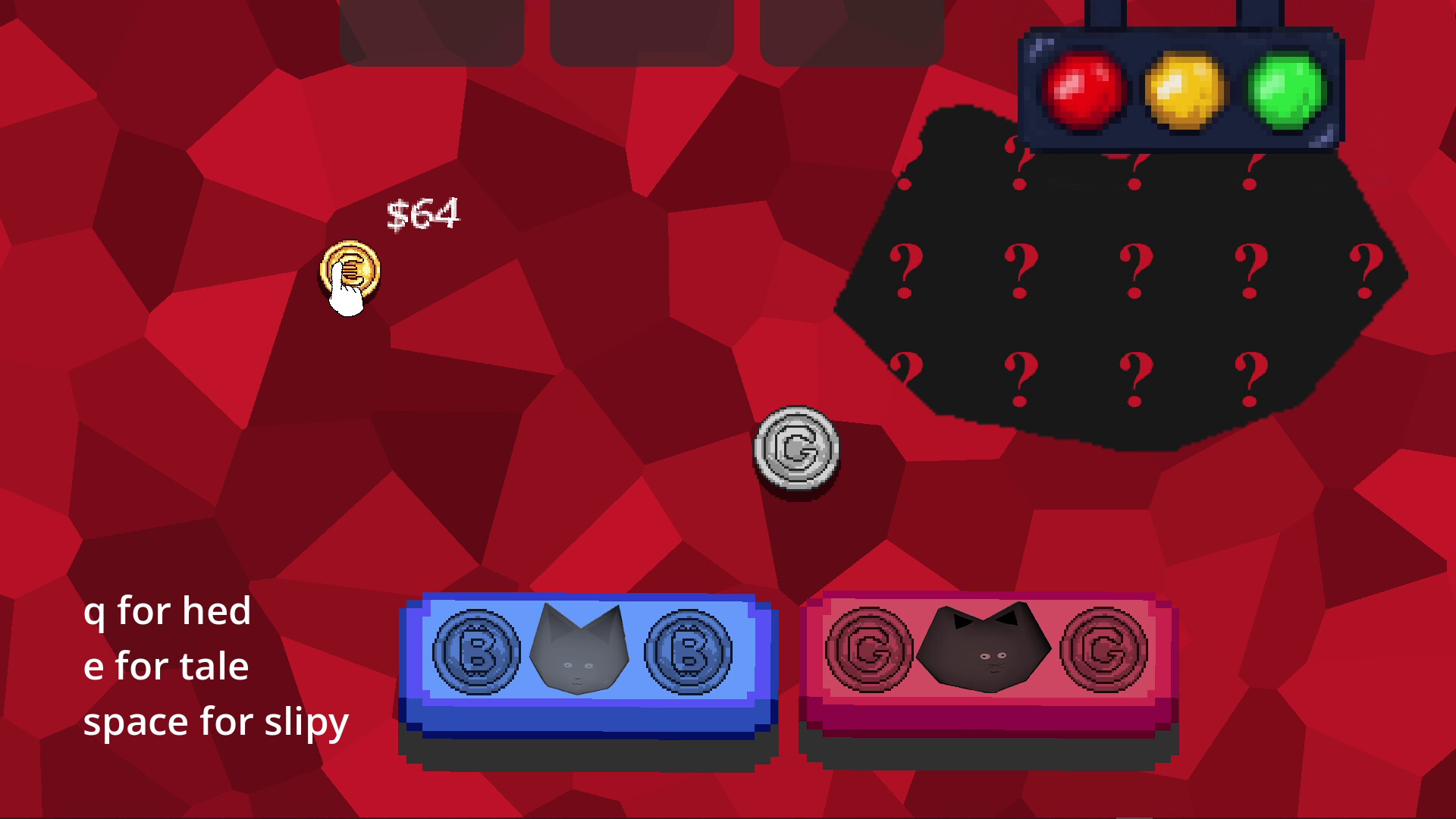 Red stage: a traffic light and a black shape covered in question marks looms over the board.